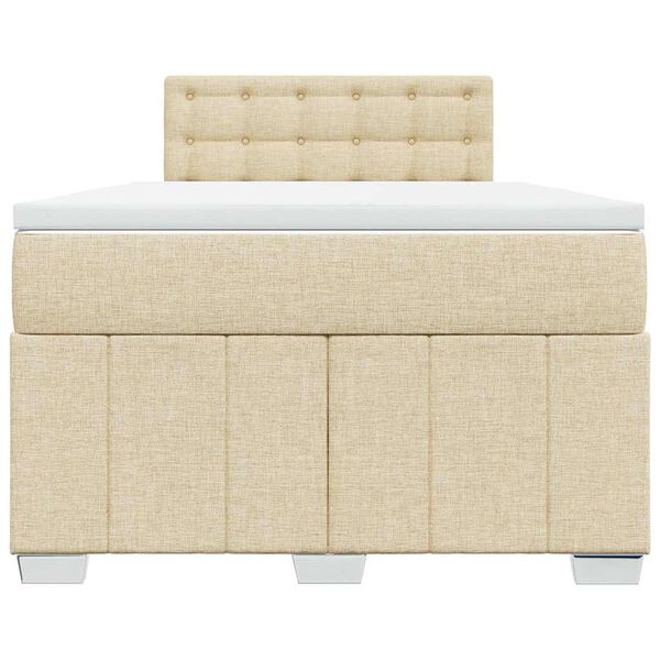 vidaXL Boxspringbett mit Matratze Creme 120x200 cm Stoff