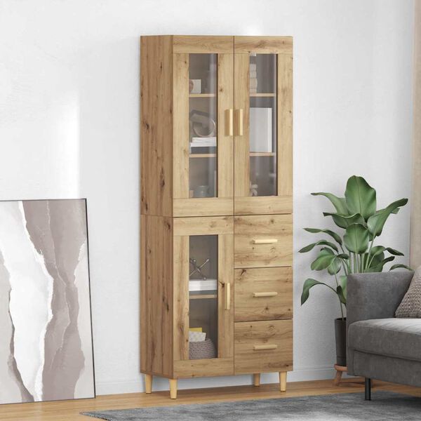 vidaXL Highboard Artisan-Eiche 69,5 x 34 x 180 cm Holzwerkstoff