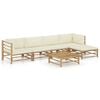 vidaXL 6-tlg. Garten-Lounge-Set mit Cremewei&szlig;en Kissen Bambus