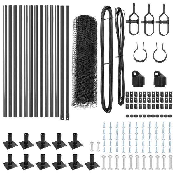 vidaXL Zaunpfosten Grau 25 x 0,4 m (25 mm Masche) Stahl und PVC