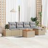 vidaXL Gartensofa-set mit Kissen mit Speicher 6 pcs Beige Poly Rattan
