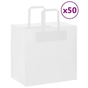 vidaXL Papiertragetaschen 50 Stk. mit Henkeln Wei&szlig; 26x17x25 cm