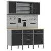 vidaXL Werkbank mit Schubladen 7 pcs Schwarz Ingenieure Holz und Stahl