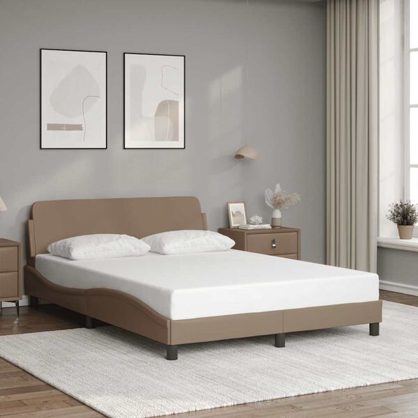 vidaXL Bettgestell "Dover" Cappuccino-Braun 140x190 cm Kunstleder