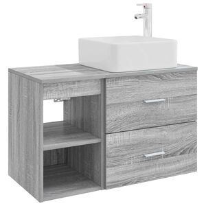 vidaXL Badezimmerm&ouml;bel-Set 2 pcs Grau Sonoma Holzwerkstoff