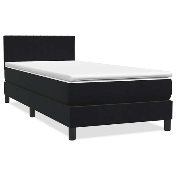 vidaXL Boxspringbett mit Matratze & LED Schwarz 90x210 cm Samt