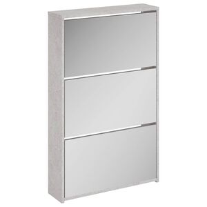 vidaXL Schuhschrank mit Spiegel 3 F&auml;cher Betongrau 63x17x102,5 cm