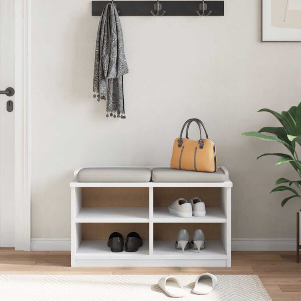 vidaXL Flurbank SANDNES Weiß 87x40x50 cm Massivholz Kiefer