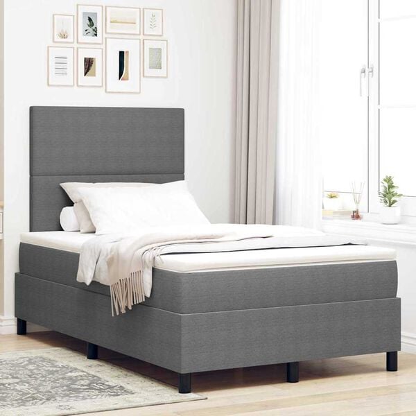 vidaXL Boxspringbett Hellgrau und Wei&szlig; 120 x 190 cm Cordstoff