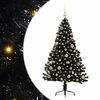 vidaXL K&uuml;nstlicher vorbeleuchteter Weihnachtsbaum Schwarz 150 cm PVC