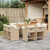 vidaXL 9-tlg. Garten-Essgruppe mit Kissen Beige Poly Rattan