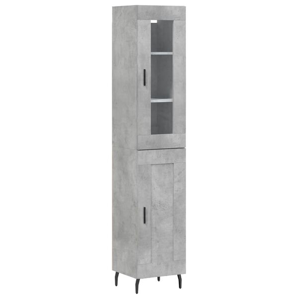 vidaXL Highboard Betongrau 34,5x34x180 cm Holzwerkstoff