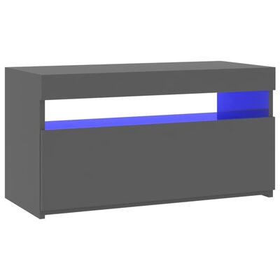 vidaXL TV-Schrank mit LED-Leuchten Hochglanz-Grau 75x35x40 cm