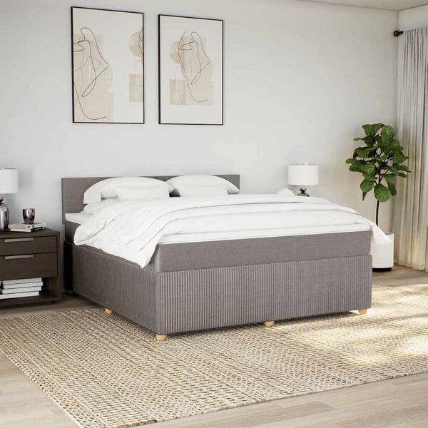vidaXL Boxspringbett mit Matratze Taupe 180x200 cm Stoff