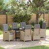 vidaXL Garten Essgruppe mit Kissen 7 pcs Beige Poly-Rattan