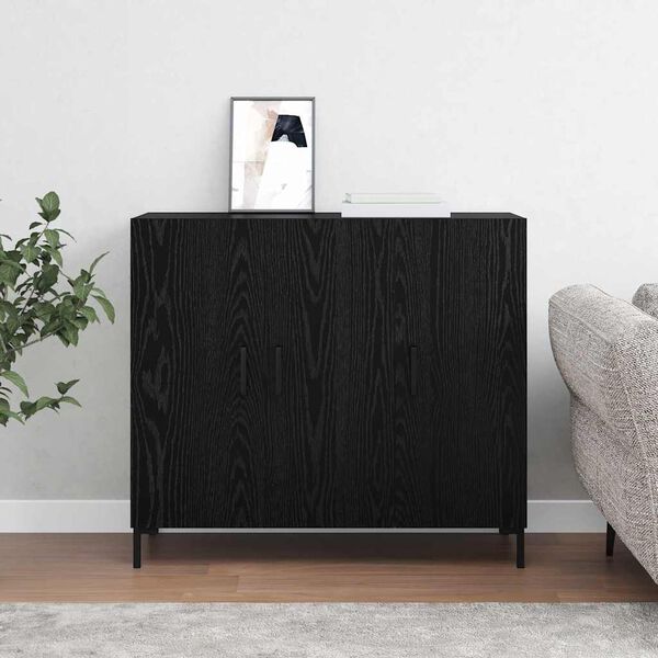vidaXL Sideboard Schwarz Eichen-Optik 90 x 34 x 80 cm Holzwerkstoff
