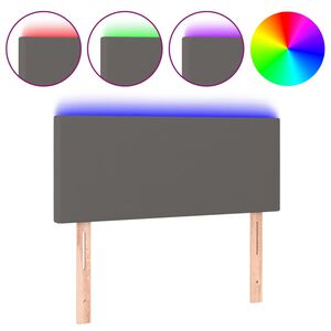 vidaXL LED Kopfteil Grau 80x5x78/88 cm Kunstleder