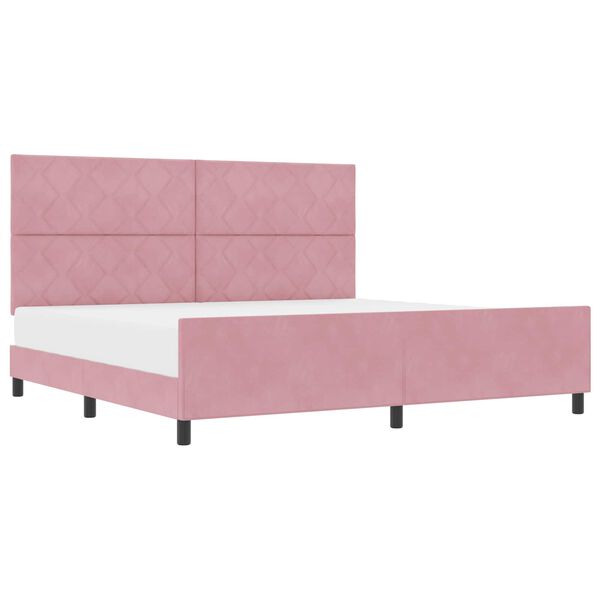vidaXL Boxspringbett mit Kopfteil Rosa 200 x 200 cm Samt
