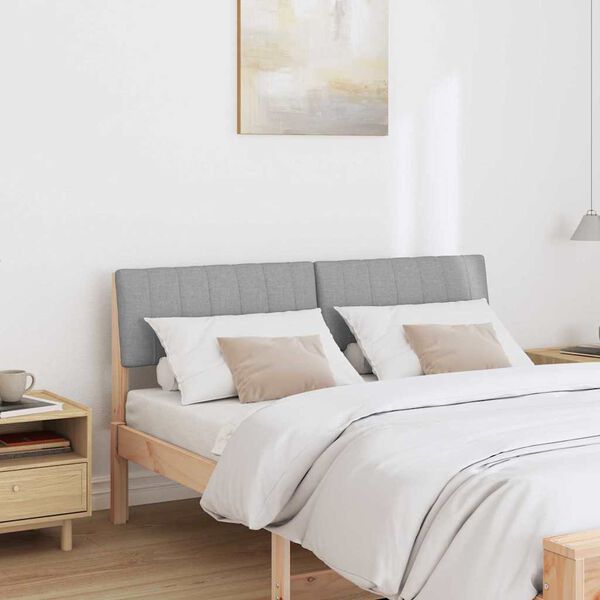 vidaXL Gepolstertes Kopfteil Hellgrau 135 cm Massives Kiefernholz