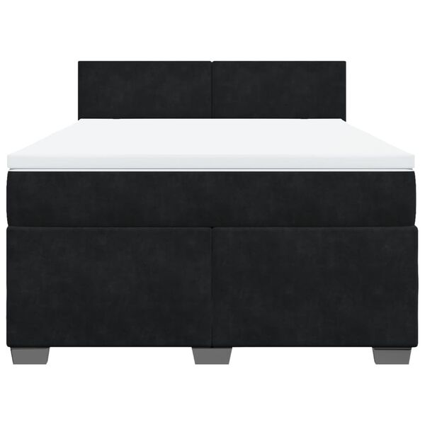 vidaXL Boxspringbett mit Matratze Schwarz 140x190 cm Samt