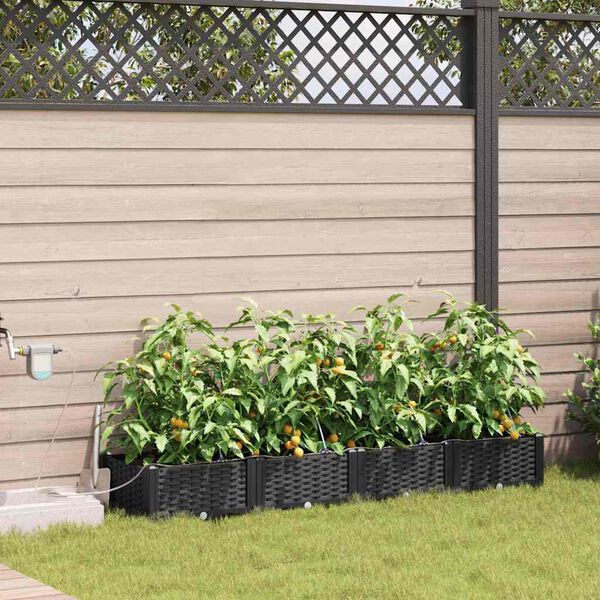 vidaXL Garten-Pflanzgef&auml;&szlig; 4 pcs Schwarz Stahl