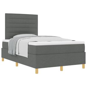 vidaXL Boxspringbett mit Kopfteil Dunkelgrau 120 x 190 cm Stoff