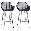 vidaXL Barstuhl 2 pcs Schwarz 55 x 52 x 92 cm Rattan und Eisen