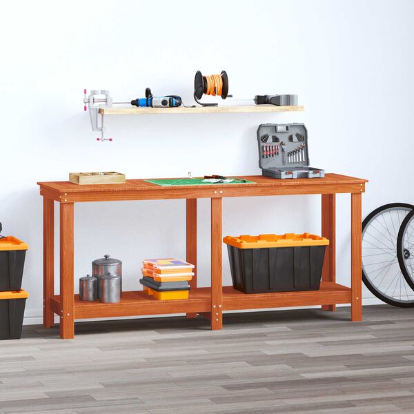 vidaXL Werkbank Wachsbraun 180 x 50 x 80 cm Massives Kiefernholz