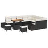 vidaXL Gartensofa-set mit Kissen 12 pcs Schwarz Poly Rattan