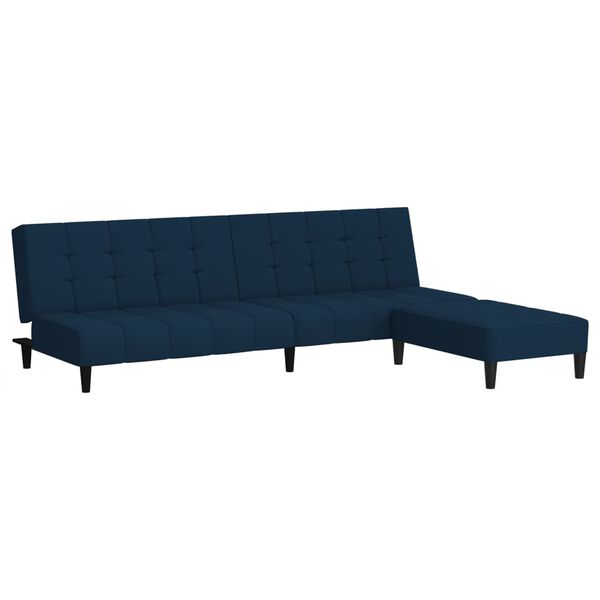 vidaXL Schlafsofa 2-Sitzer mit Hocker Blau Samt