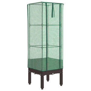 vidaXL Hochbeet mit Gew&auml;chshaus-Aufsatz Rattan-Optik 40x40x140 cm