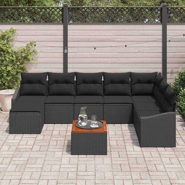 vidaXL Garten-Sofa-Set 9 pcs Schwarz