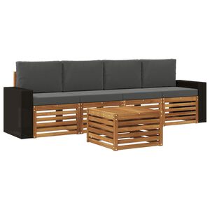 vidaXL Outdoor-Sofagarnitur mit Kissen 5 pcs Natur und Anthrazit