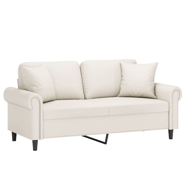 vidaXL 2-Sitzer-Sofa mit Kissen Creme 140 cm Kunstleder