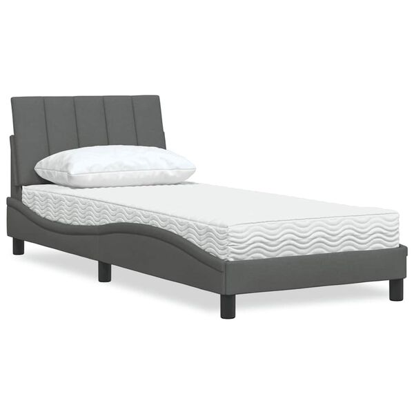vidaXL Bett mit Matratze "Hanko" Dunkelgrau 90x190 cm Stoff
