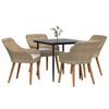 vidaXL Garten Essgruppe mit Kissen 5 pcs Beige Poly-Rattan