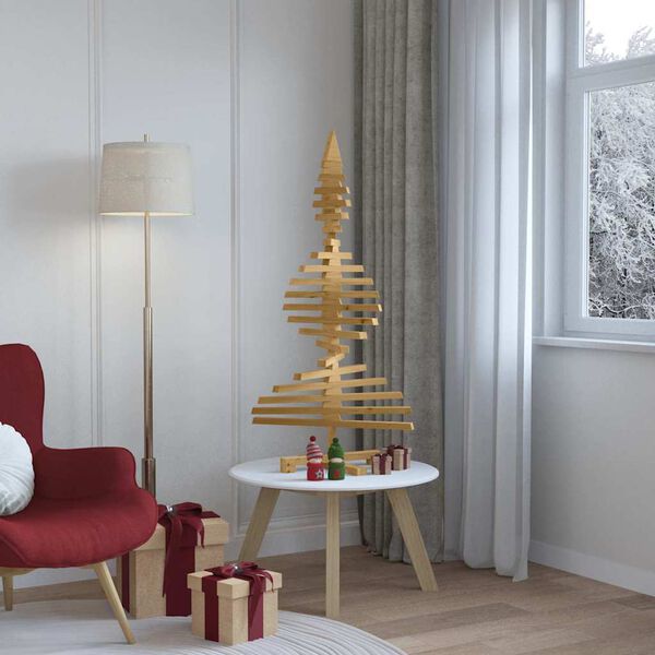 vidaXL Holz Weihnachtsbaum mit Ständer Braun 120 cm Massivholz Kiefer