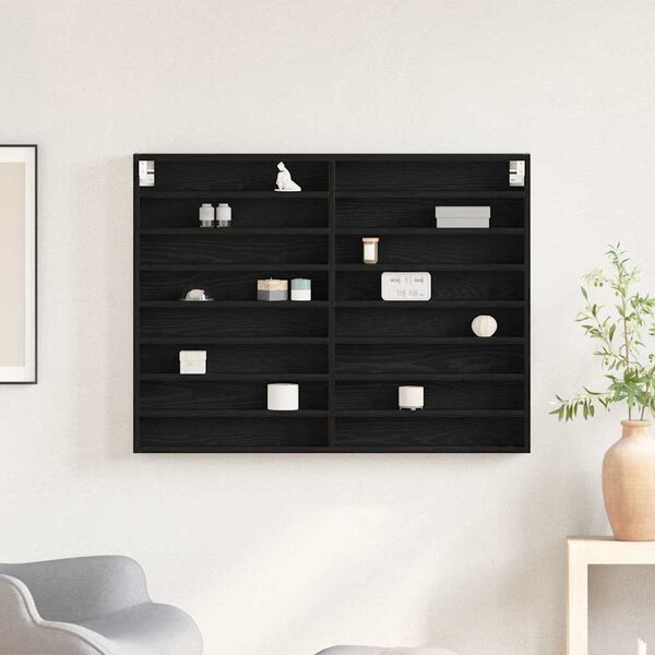vidaXL Vitrine Schwarz Eichen-Optik 100 x 8,5 x 75 cm Holzwerkstoff
