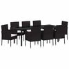vidaXL Garten Essgruppe mit Kissen 9 pcs Schwarz Poly-Rattan