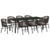 vidaXL Garten Essgruppe 9 pcs Braun Pulverbeschichteter Stahl