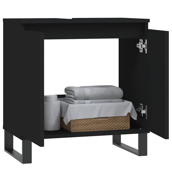 vidaXL Badschrank Schwarz 58x33x60 cm Holzwerkstoff