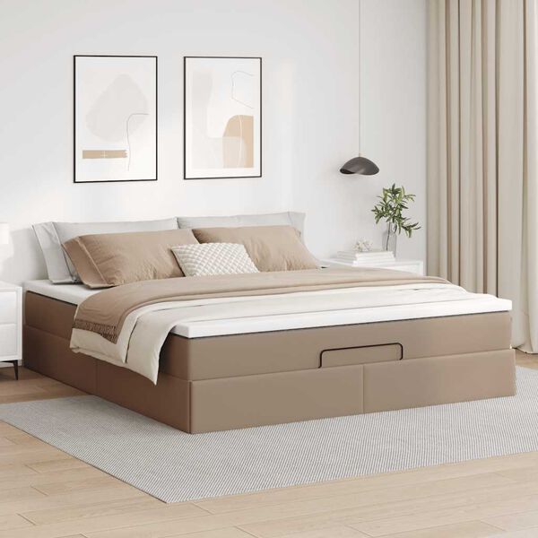 vidaXL Ottoman-Bett mit Matratze Cappuccino-Braun 180x200cm Kunstleder