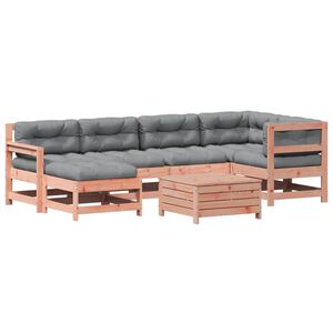 vidaXL 7-tlg. Garten-Lounge-Set mit Kissen Massivholz Douglasie