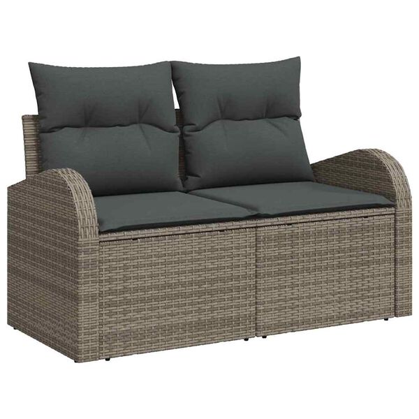 vidaXL Sofa Set mit Kissen 10 pcs Grau Poly-Rattan