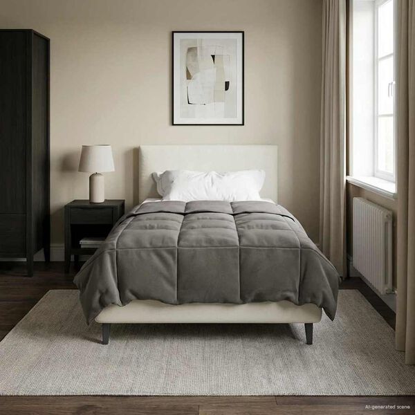 vidaXL Ganzjahresbettdecke Gepolstert Hellgrau 155 x 220 cm Mikrofaser