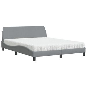 vidaXL Bett mit Matratze "Dover" Hellgrau 160x200 cm Stoff