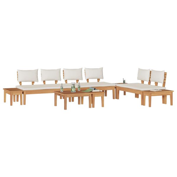 vidaXL Gartenbänke Set mit Kissen mit Speicher 5 pcs Braun und Creme