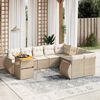 vidaXL 10-tlg. Garten-Sofagarnitur mit Kissen Beige Poly Rattan