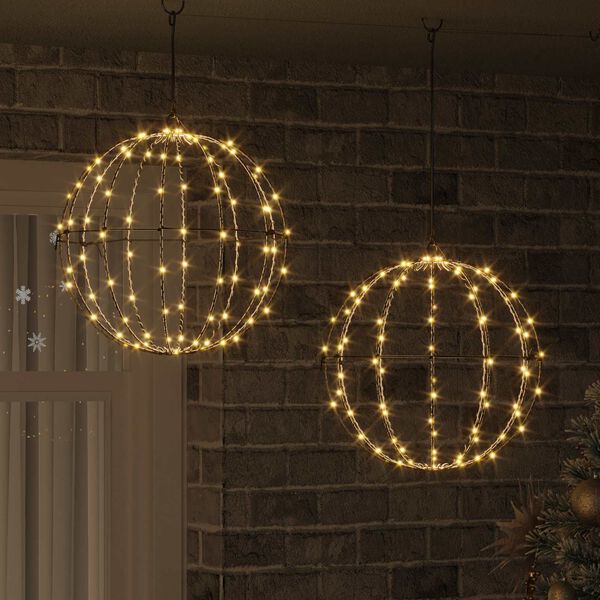 vidaXL Ball mit 192 LEDs 2 pcs Warmwei&szlig; 40 x 40 x 43,5 cm Metall
