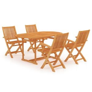 vidaXL 5-tlg. Garten-Essgruppe Massivholz Teak